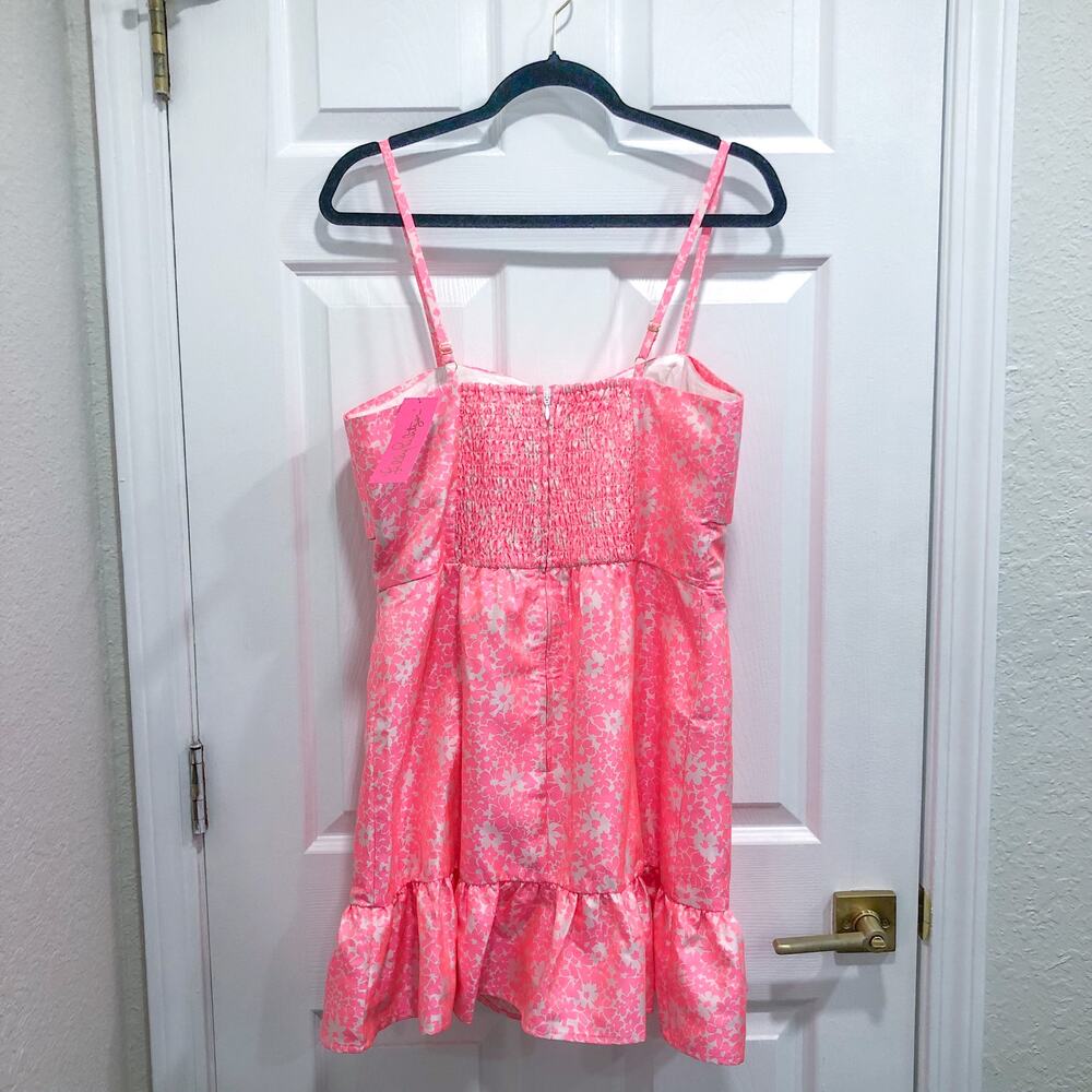Lilly Pulitzer Sutton Skirted Romper Roxie Pink Baby Blues Jacquard - Picture 3 of 12